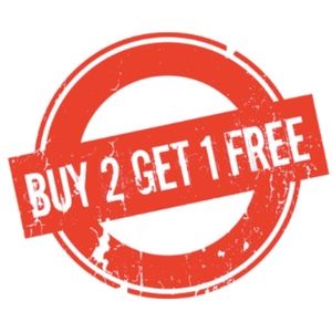 BUY 2 GET ONE FREE (equal or lesser value)